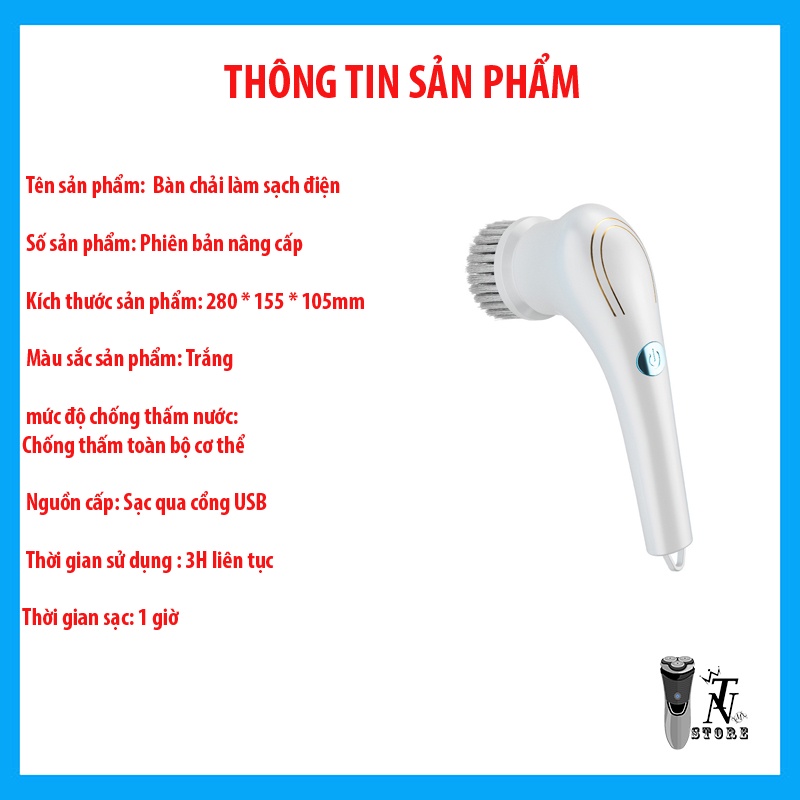 Máy cọ rửa vệ sinh cầm tay đa năng cao cấp sạc USB 5 trong 1,bàn chải vệ sinh nhà bếp, bồn rửa mặt, đánh bóng giày.