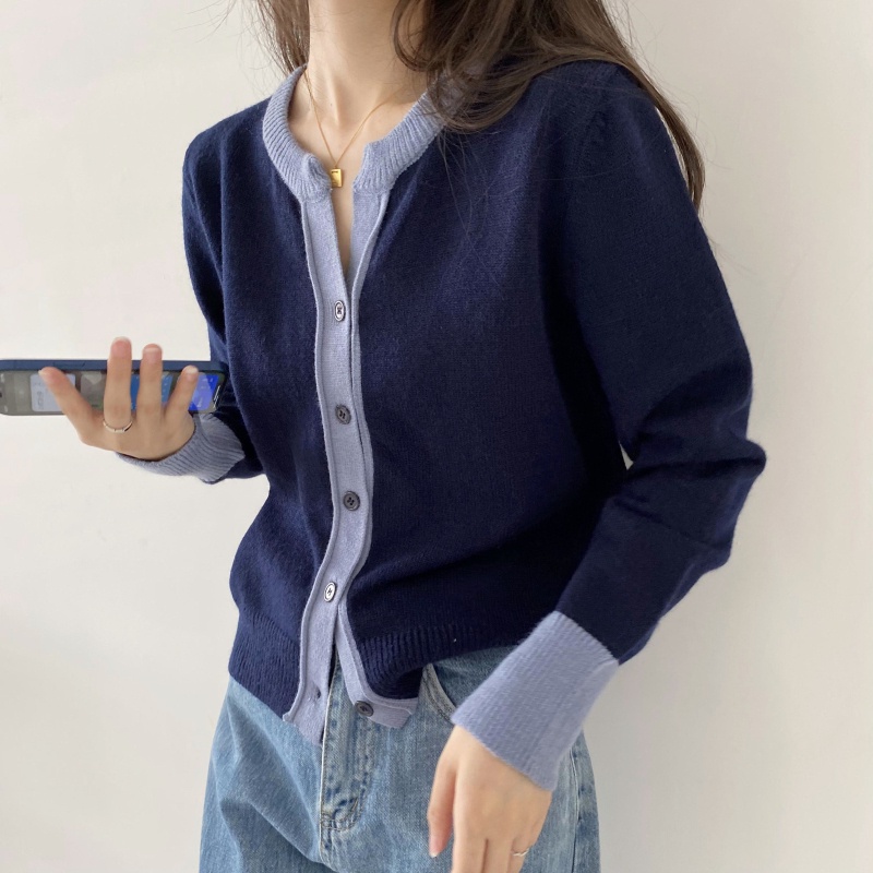 Áo dệt kim SUXI tay dài màu sắc đơn giản dễ phối đồ hợp thời trang