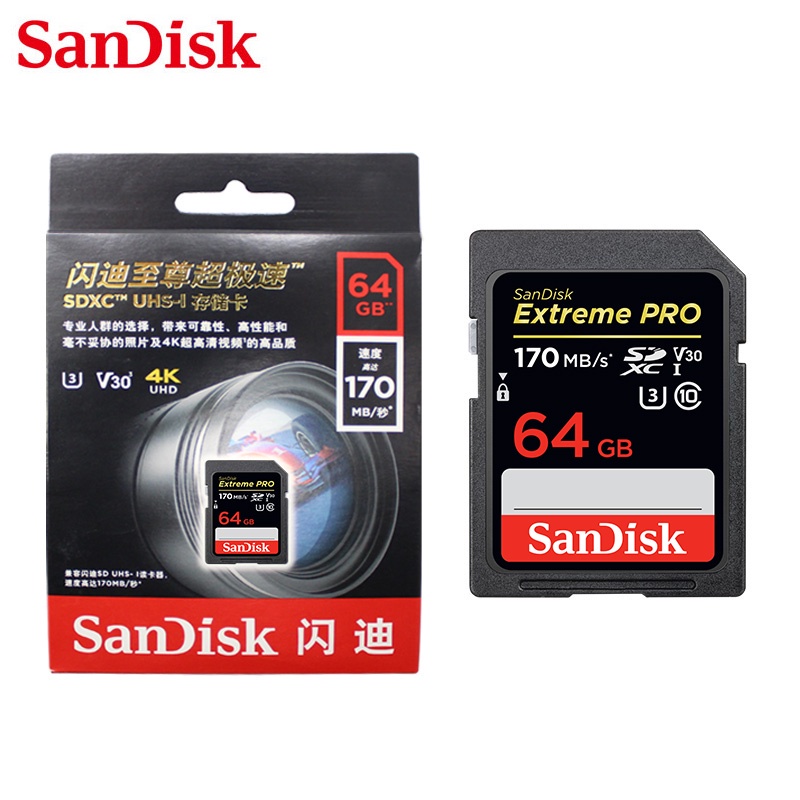 Thẻ Nhớ Pro 100% Chính Hãng 256GB 128GB 64GB Max 170MB / s Class 10 U3 32GB 95MB / s Cho Máy Ảnh
