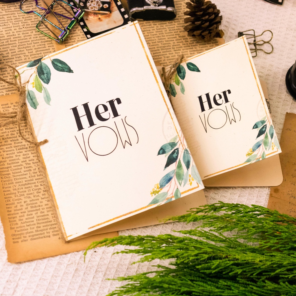 𝐌𝐚̂̃𝐮 𝟏-𝟐-𝟑 -  Thiệp Gập HIS VOWS-HER VOWS Vintage Nhiều Loại - NOMAD GARDEN