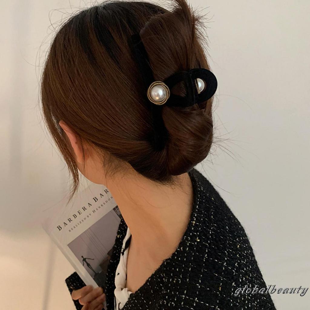 Kẹp Tóc Càng Cua Đính Ngọc Trai Phong Cách Vintage Cho Nữ