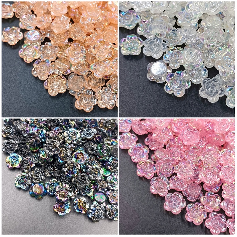 Set 10 / 20 Hạt Xỏ Lỗ Hình Hoa Hồng Nhiều Màu Sắc Dùng Để Làm Đồ Trang Sức Thủ Công