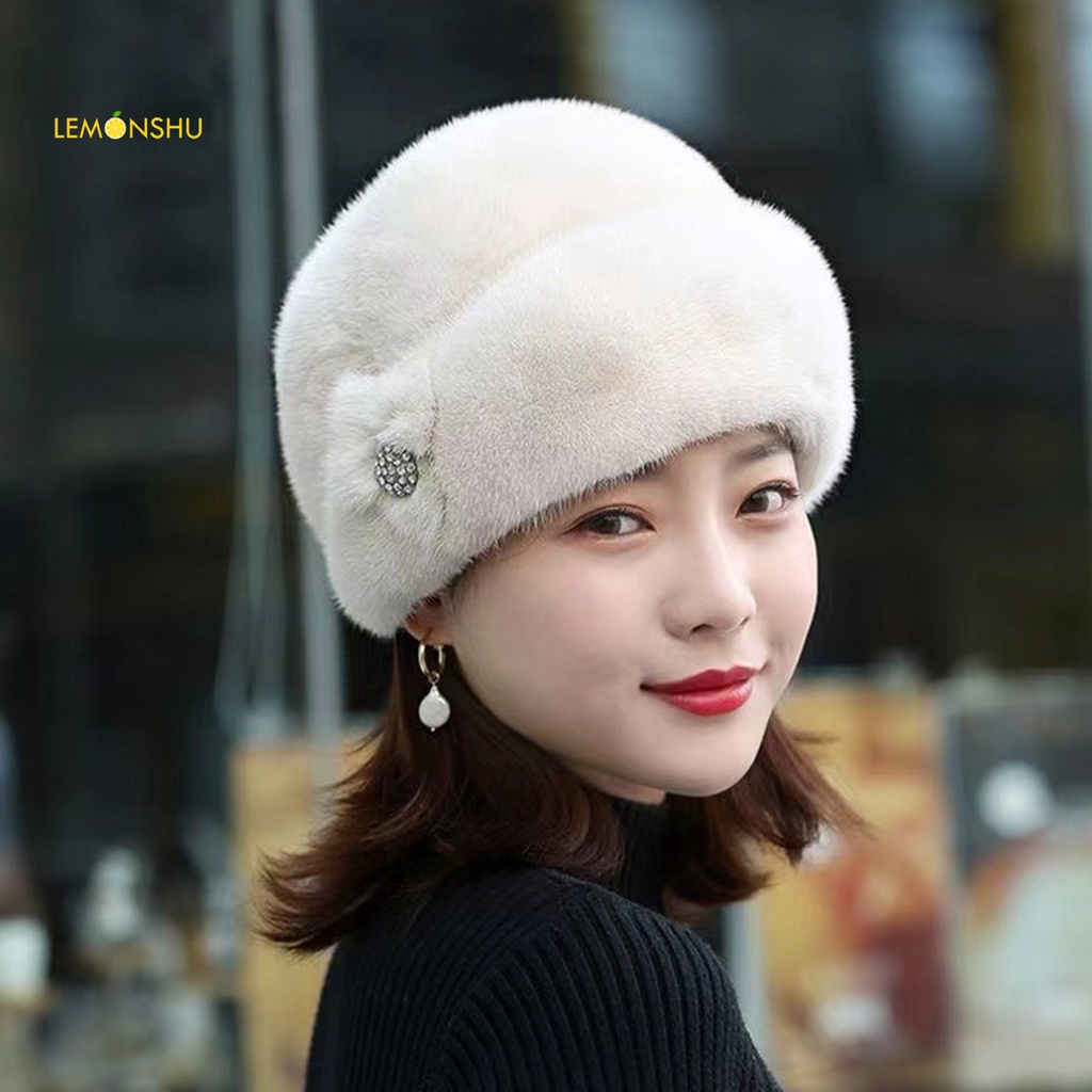 Mũ Lông Thỏ Giả Dày Dặn Giữ Ấm Màu Trơn Phong Cách Nga Màu Sắc