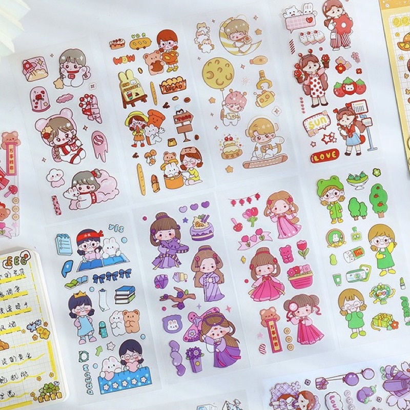 Set 6 tấm hình dán PET hoạ tiết hoạt hình Tiệm Ốc Sột-ST020