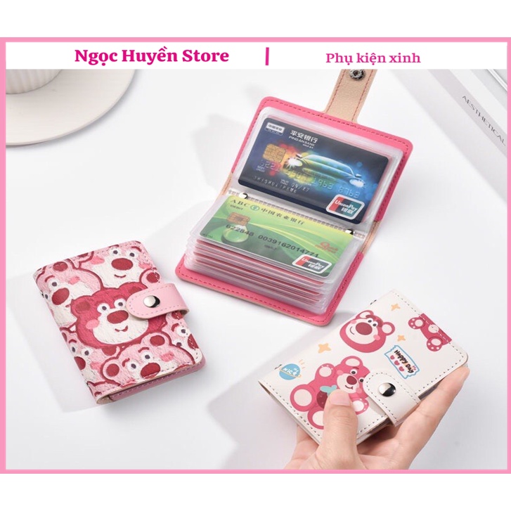 ⚡𝐇𝐀̀𝐍𝐆 Đ𝐄̣𝐏⚡ Ví Đựng Thẻ Nhiều Ngăn  Họa Tiết Gấu Dâu Tây Xinh Xắn Dễ Thương, Ví Nữ Mini Cute