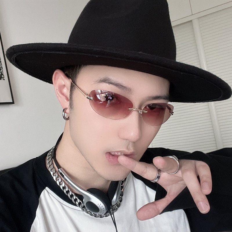 (KIQI-FASHION) COD Kính Mát Gọng Oval Y2K Phong Cách Vintage Chất Lượng Cao