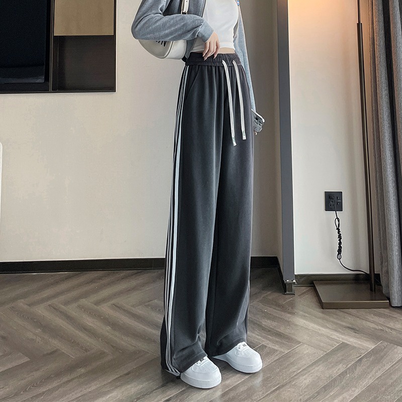 Quần Legging Dáng Rộng Họa Tiết Kẻ Sọc Thiết Kế Mới Thời Trang Mùa Thu Cho Nữ