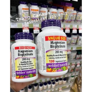 Viên uống bổ sung Magnesium Bis-Glycinate 200mg của Webber Canada