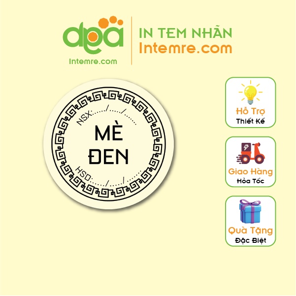 100 Tem Nhãn Giấy Decal Dán Intemre.com Bánh Trung Thu Hình Tròn 3cm - Mẫu 8