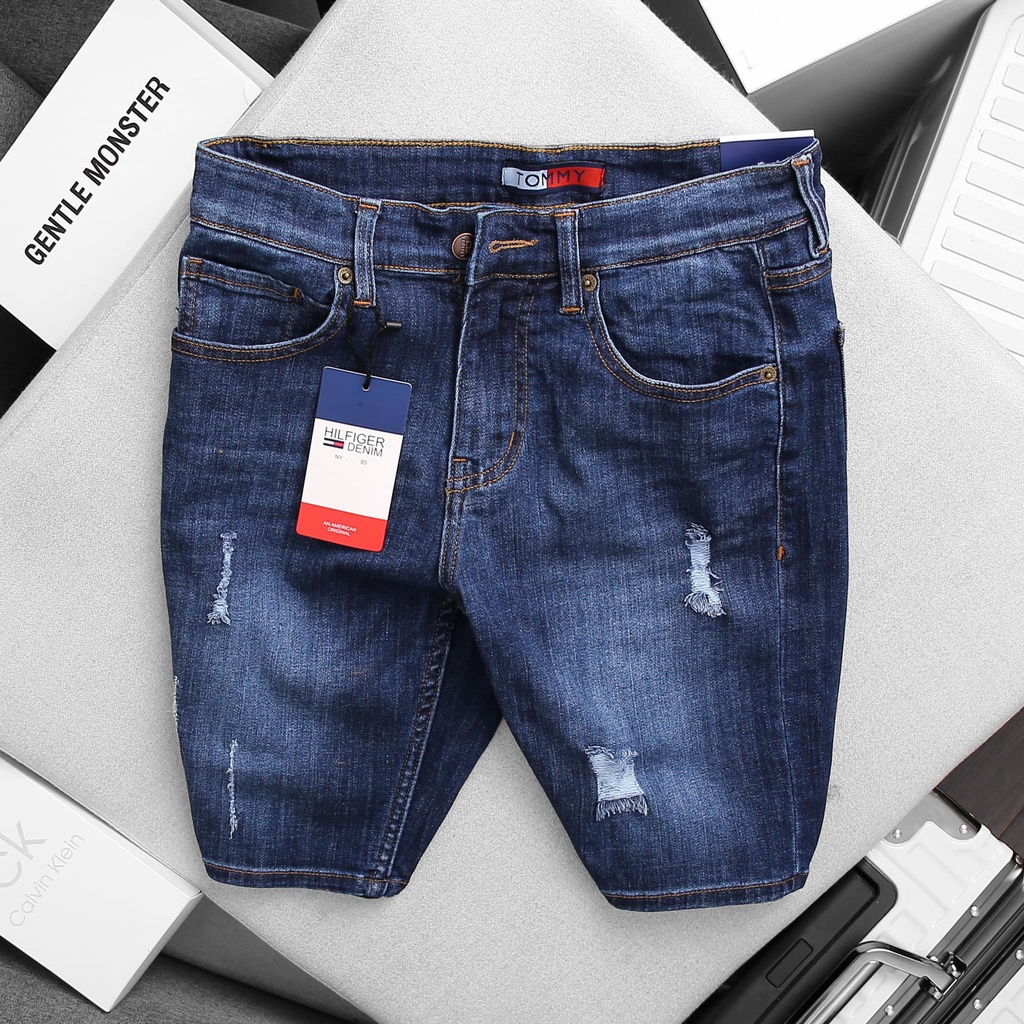 Quần short jean nam trơn T o m m y form skinny fit (0478 - 0479)