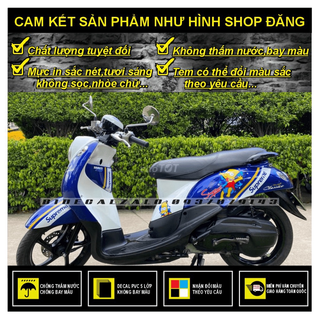 TEM RỜI MIO FINO CLASSICO MẪU SIMPSONS - BI DECAL