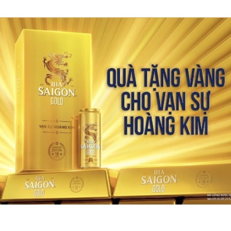 Bia sài gòn gold lon cao thùng 18 lon (Date tháng 10 năm 2023 )