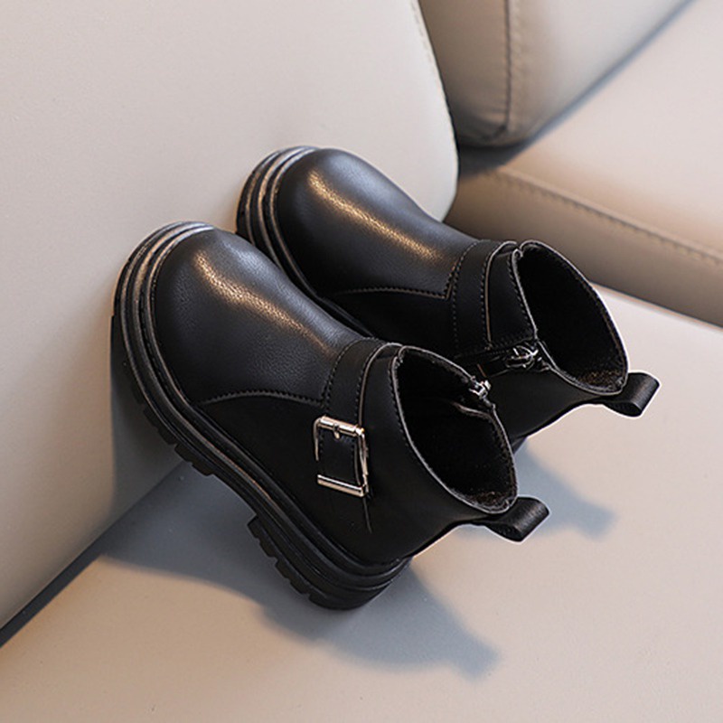 Giày Bốt Martin Phối Khóa Kéo Chống Trượt Thoải Mái Thời Trang Thu Đông Cho Bé