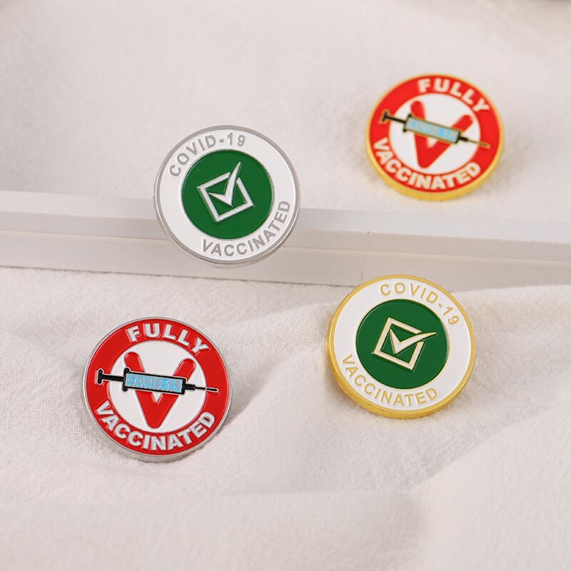 Huy Hiệu Cài Áo Tráng Men Hình Vi Rút Đỏ Chống Dị Ứng