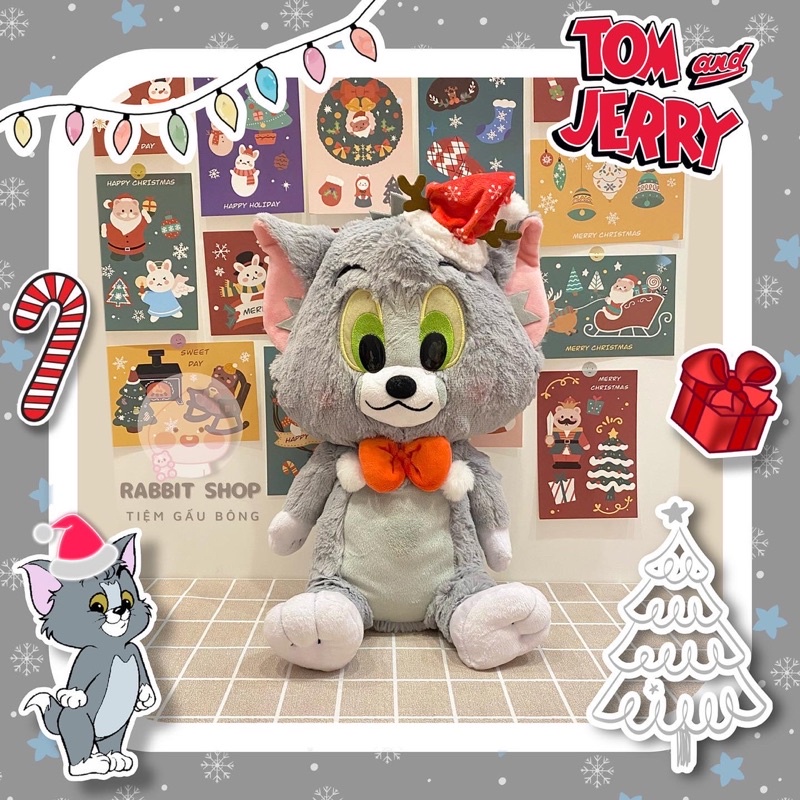 Thú bông Mèo Tom và Chuột Jerry bản Giáng Sinh Noel hàng chính hãng Peanuts Club