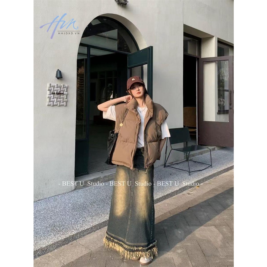 Chân Váy Denim Dài Lưng Cao Dáng Ôm Thiết Kế Tua Rua Thời Trang Thu Đông Kiểu Mới 2022 Dành Cho Bạn Nữ