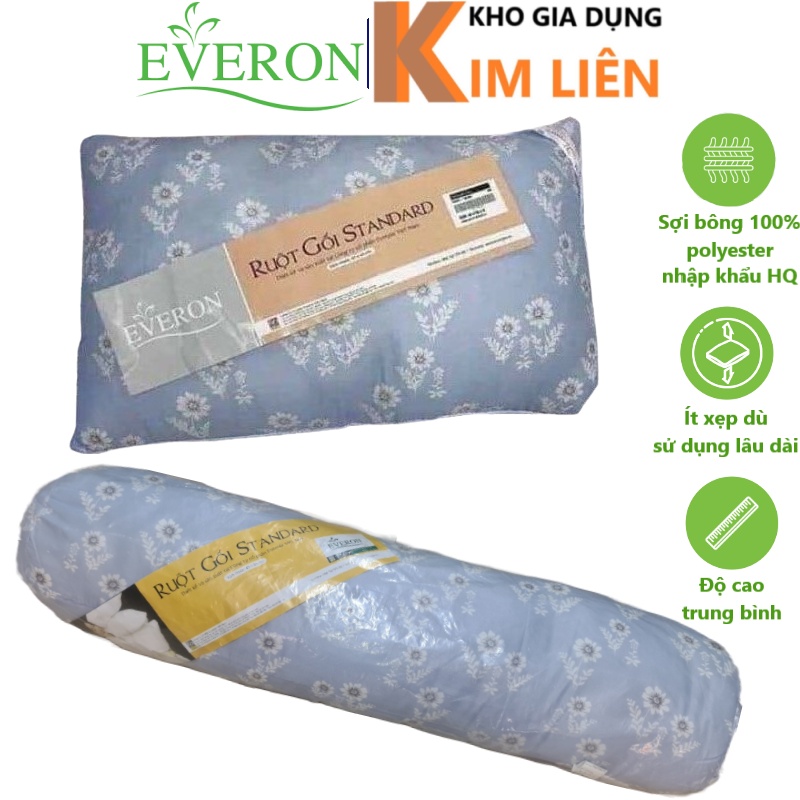 Ruột gối hơi EVERON đàn hồi cao cấp - Đầu 45x65cm, Ôm 35x100cm - Gòn polyester, có khóa kéo