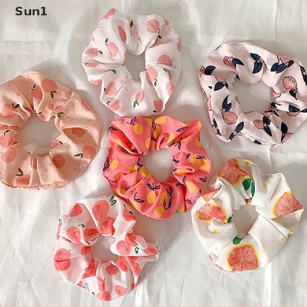 Sun1 &gt; Dây Buộc Tóc In Họa Tiết Trái Bơ / Hoa Ngọt Ngào Thời Trang Hàn Quốc Cho Nữ