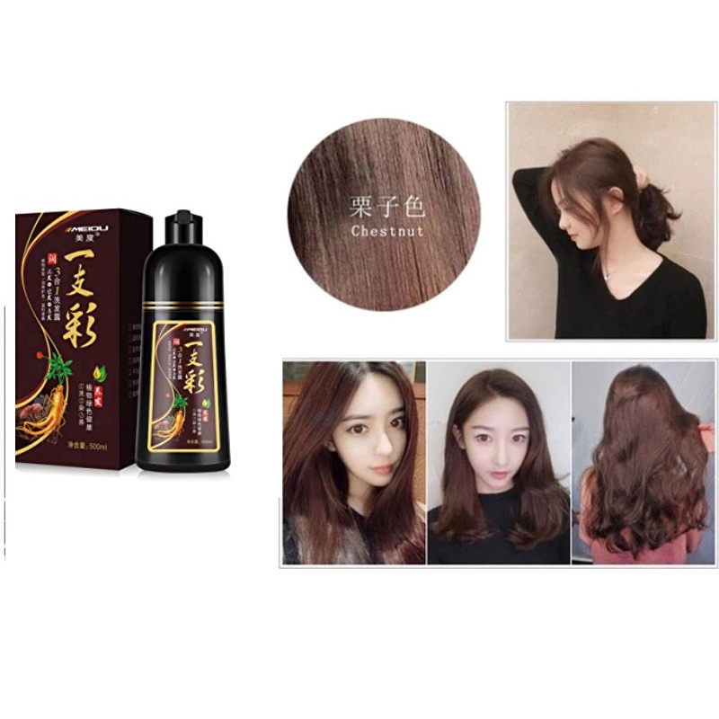 Chai Dầu Gội Phủ Bạc Màu Nâu Hạt Dẻ Chesnut 500ml Cover White Hair