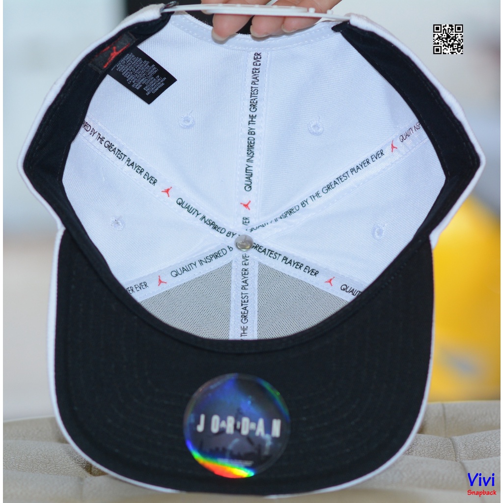 Nón snapback Jordan Juman màu trắng ,Mũ Jordan Pro Jumpman Snapback White Hat,Jordan thời trang thể thao