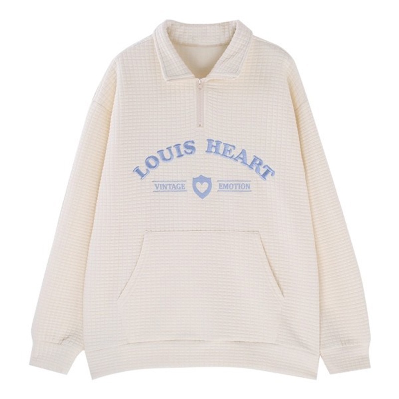 IELGY IELGY Áo sweater Cổ polo In Hình Bánh waffle Dễ Thương Cho Nữ