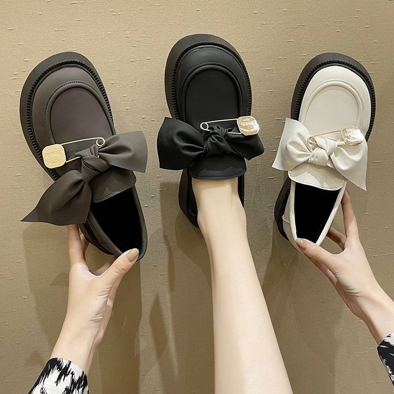 One Giày Da Thắt Nơ Phong Cách Anh Quốc Cổ Điển Dành Cho Nữ