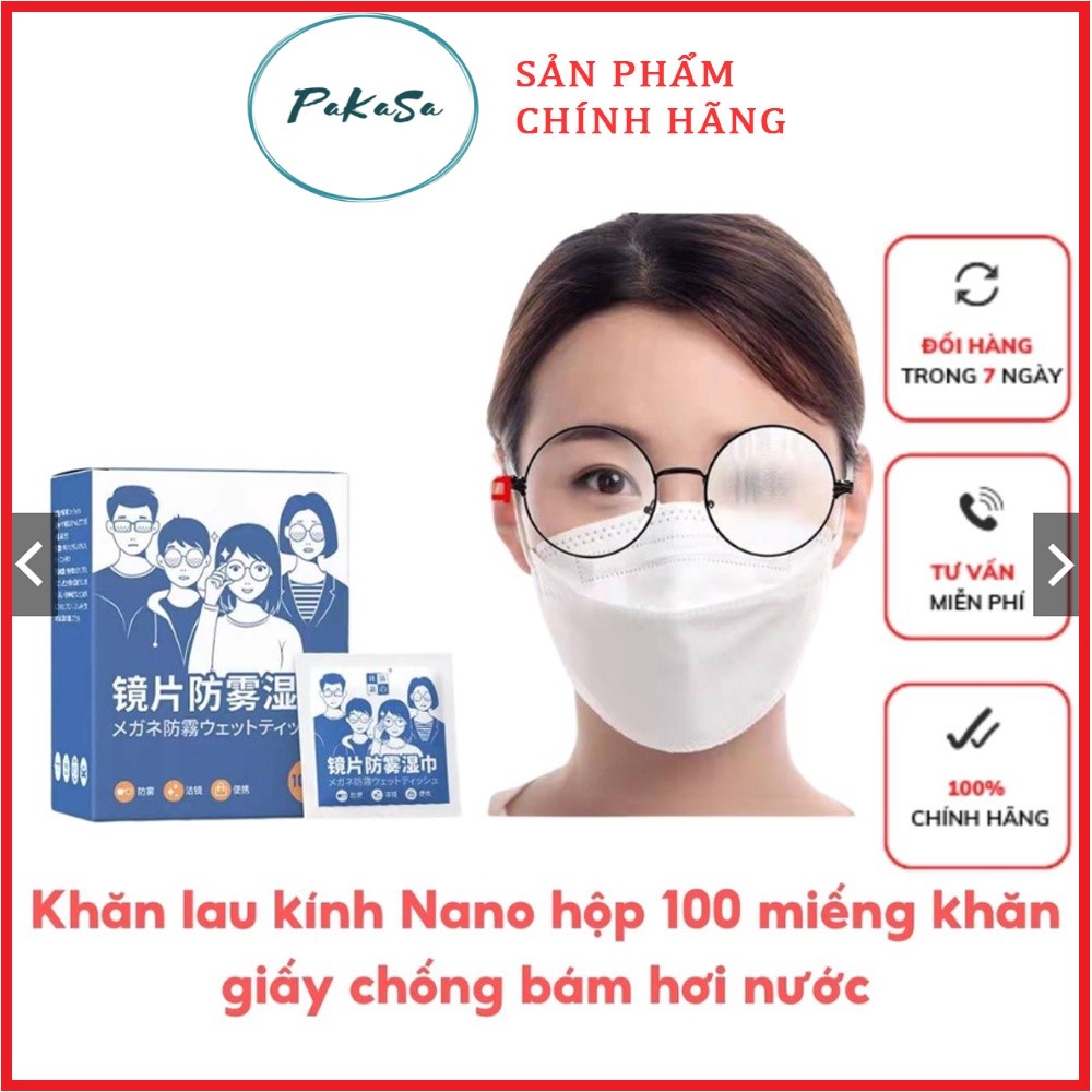 Khăn lau kính Nano hộp 100 miếng khăn giấy chống bám hơi nước, giấy lau kính chống mờ sương, mồ hôi, chống nhờn