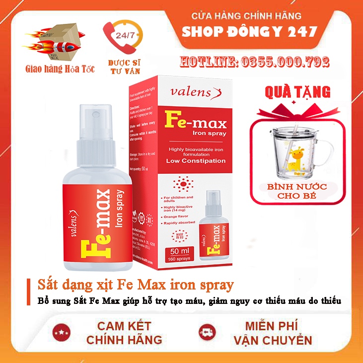 Sắt xịt Fe-Max Iron Spray phòng ngừa thiếu máu do thiếu sắt 50ml