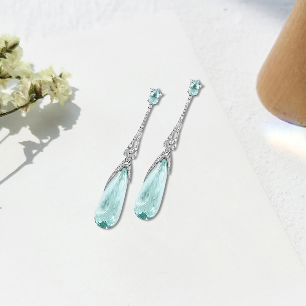 Bông Tai Treo Đá Topaz Nhân Tạo Hình Giọt Nước Thời Trang Cho Nữ