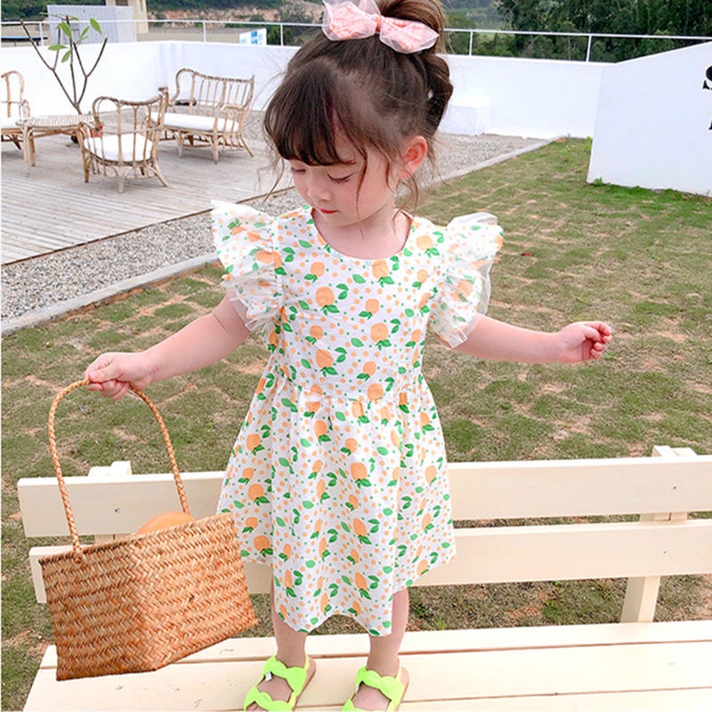 Đầm công chúa IQ Angel không tay hở lưng họa tiết hoa phong cách hàn quốc cho bé gái