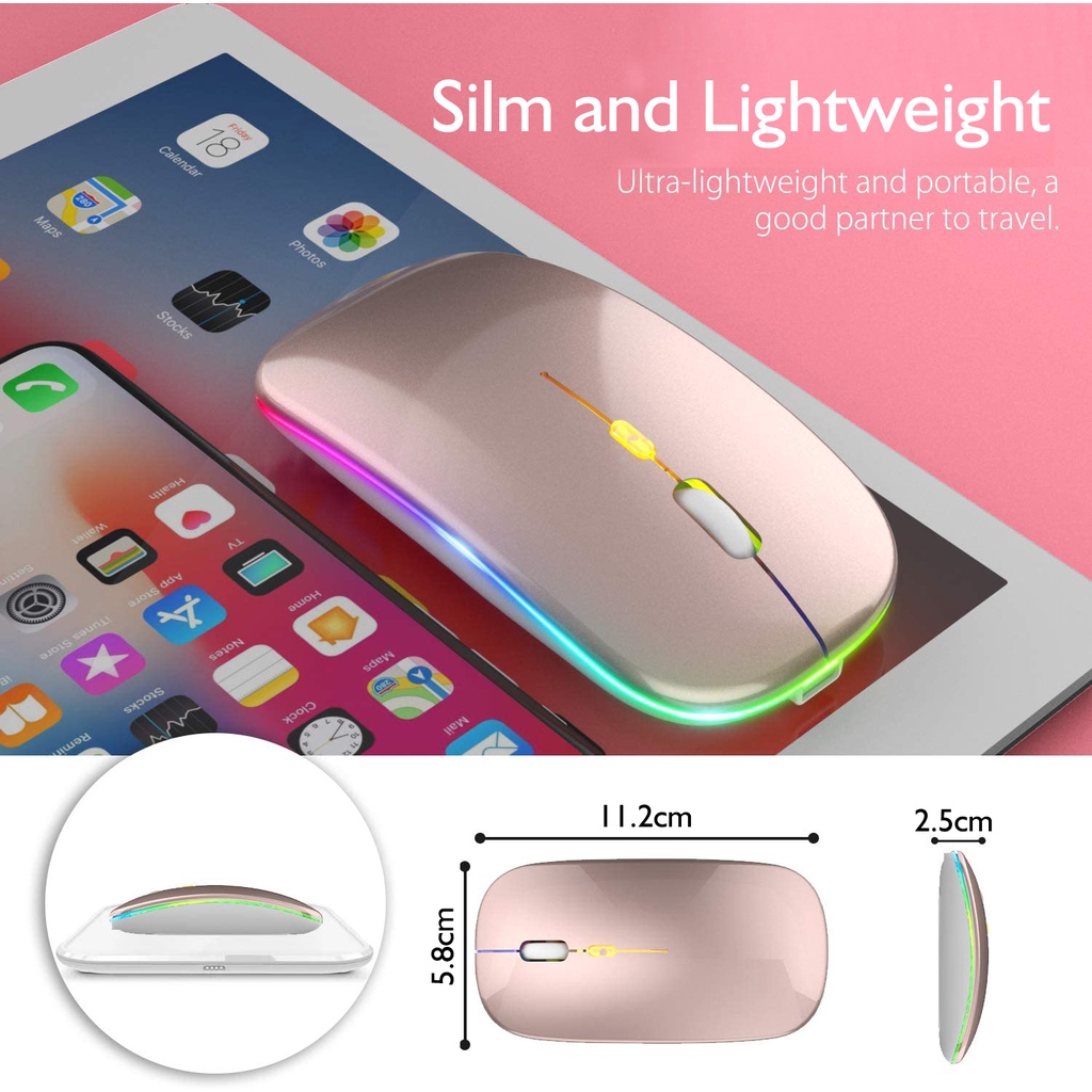 Chuột không dây Bluetooth A2 ,Chuột Máy Tính Không Dây,Dùng Pin Sạc,Click Không Gây Tiếng Ồn,Khoảng Cách Tín Hiệu 10-20M