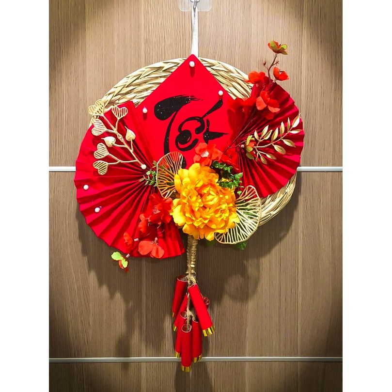 Mẹt tre, quạt treo cửa trang trí Tết 2023 Quý Mão đón May Măn - Tài Lộc sz 40cm