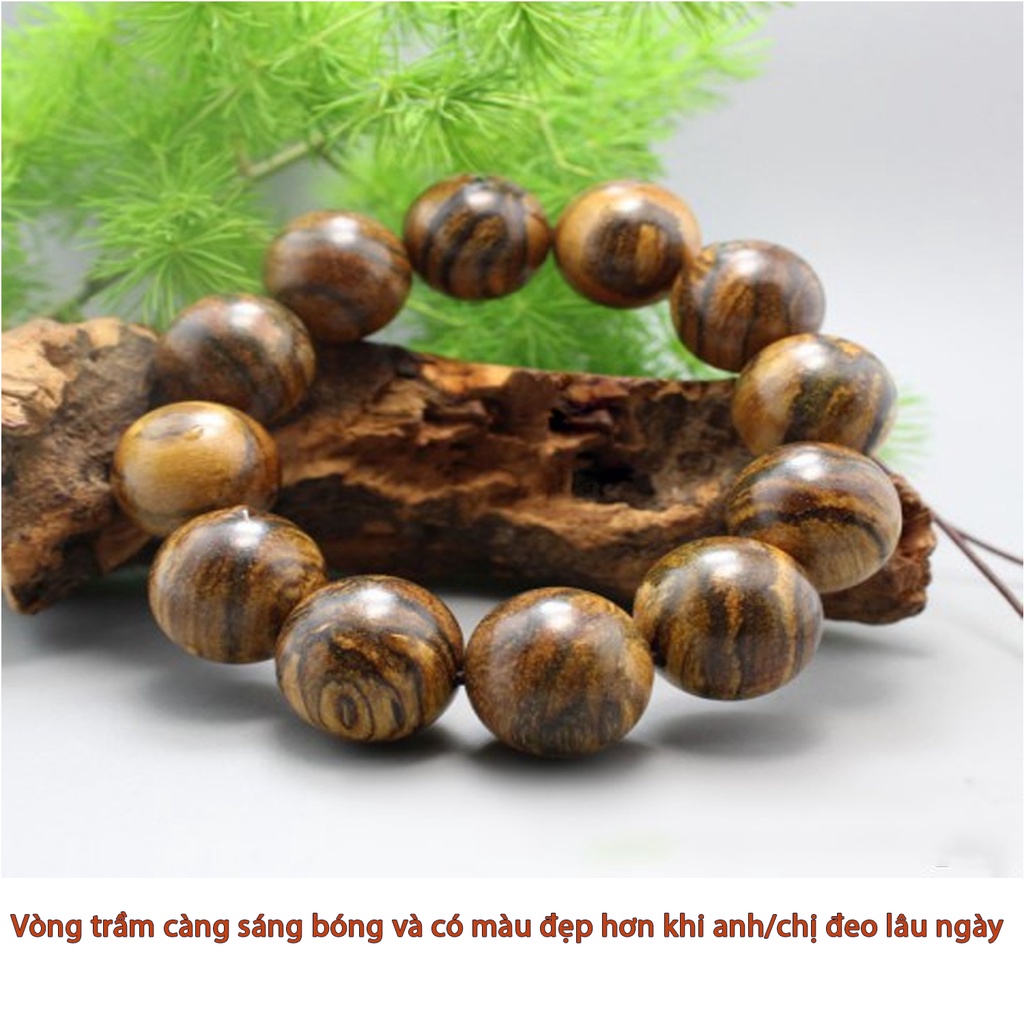 Vòng Tay Trầm Hương Hạt Tròn Đơn 8/10/12/14/16/18mm Trầm Tốc Việt