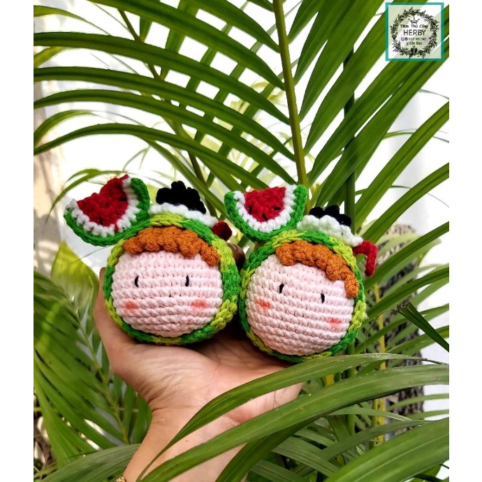 Bé dưa hấu móc len thủ công handmade 100% hàng sẵn+ Tphcm