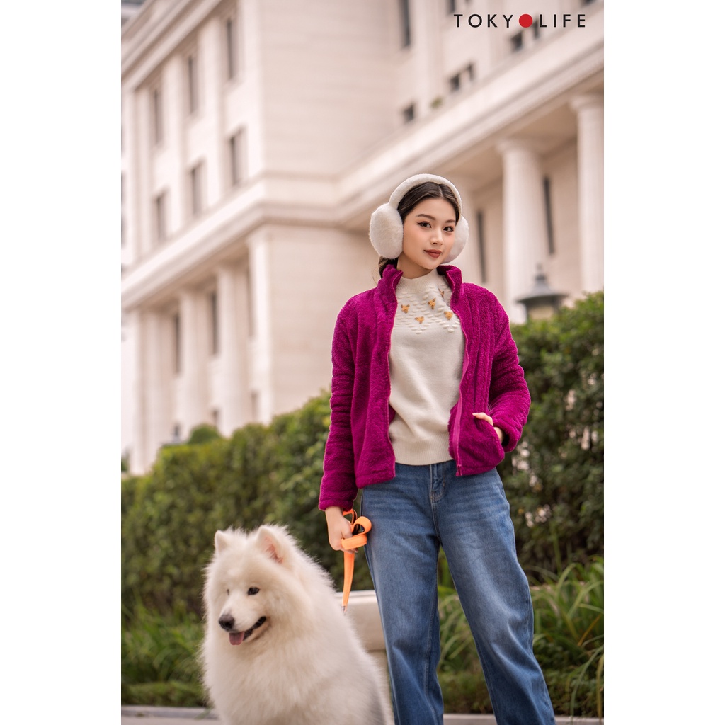 Áo khoác lông cừu nhân tạo NỮ cổ cao dài tay mềm mịn, siêu ấm TOKYOLIFE L1/I9FLJ506L ( NÊN LẤY LÊN 1 SIZE ) | BigBuy360 - bigbuy360.vn