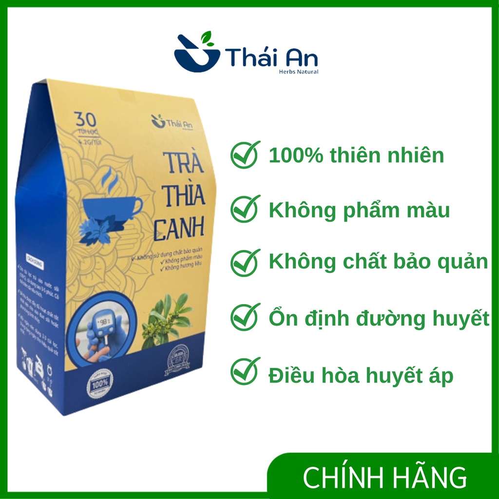 Trà Thìa Canh Túi Lọc Hỗ Trợ Điều Trị Tiểu Đường, Ổn Định Và Hạ Đường Huyết, Trà Thái An Herbs Natural