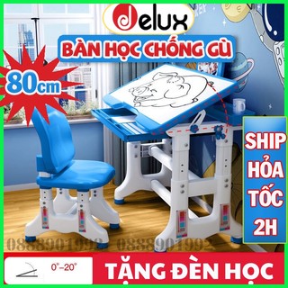 Bộ bàn học cho bé kèm giá sách Delux B05, bàn học thông minh chống gù cho học sinh tiểu học, Bảo hành 5 năm, Tặng đèn
