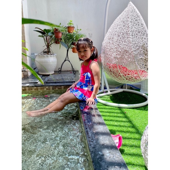 Bộ bơi bé gái yếm rời 604(10-30kg)