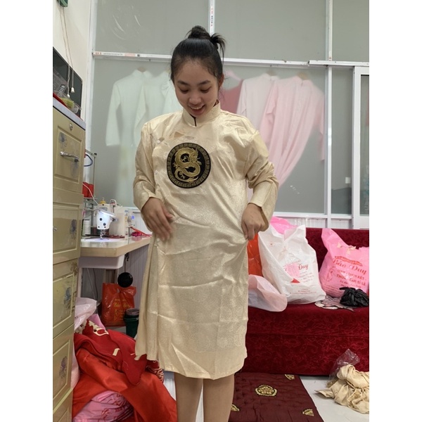 áo dài nam rồng gấm thái tuấn xịn