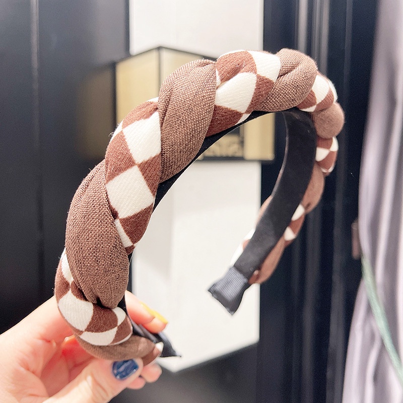 Băng Đô Cài Tóc Bằng Vải Họa Tiết Bảng Xoắn Xốp Phong Cách Âu Mỹ Cổ Điển Mới Cho Nữ