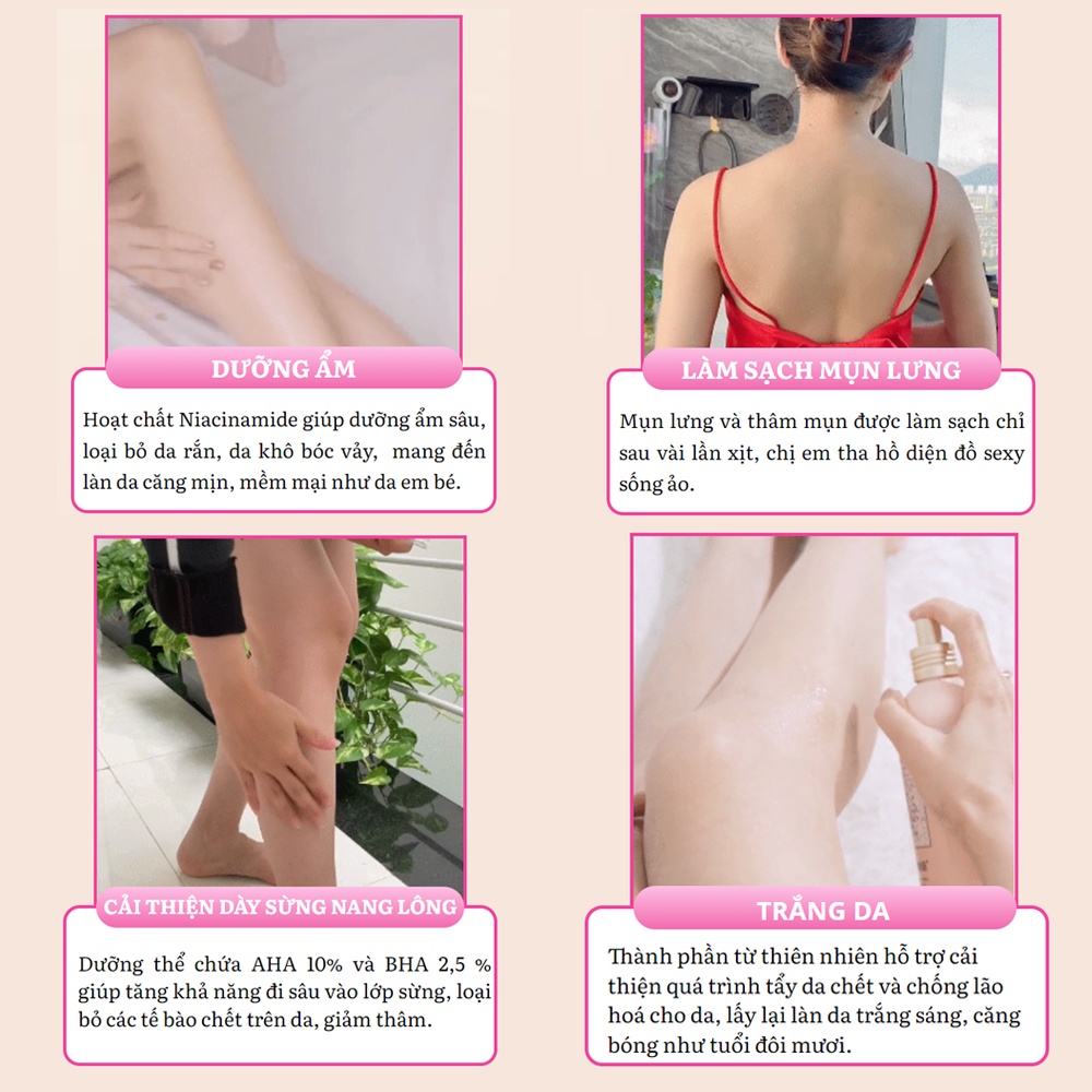 Xịt Dưỡng Thể Trắng Da TWG -  Sữa Dưỡng Thể TWG Giảm Mụn Lưng, Mờ Thâm, Da Trắng Mềm Mịn
