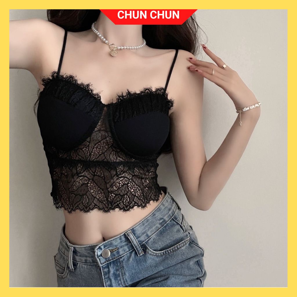 Áo Bra Ren Cúp Ngang Có Mút Đệm Ngực CHUNCHUN M14, Áo Hai Dây Mặc Trong Blazer