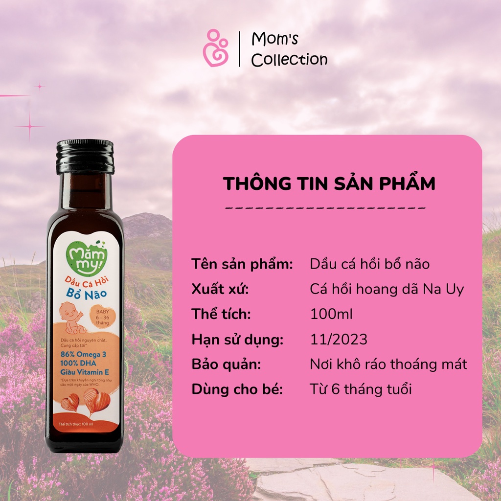 Dầu ăn dặm cá hồi bổ não Mămmy giàu DHA, Omega3 cho bé ăn dặm từ 6 tháng chai 100ml