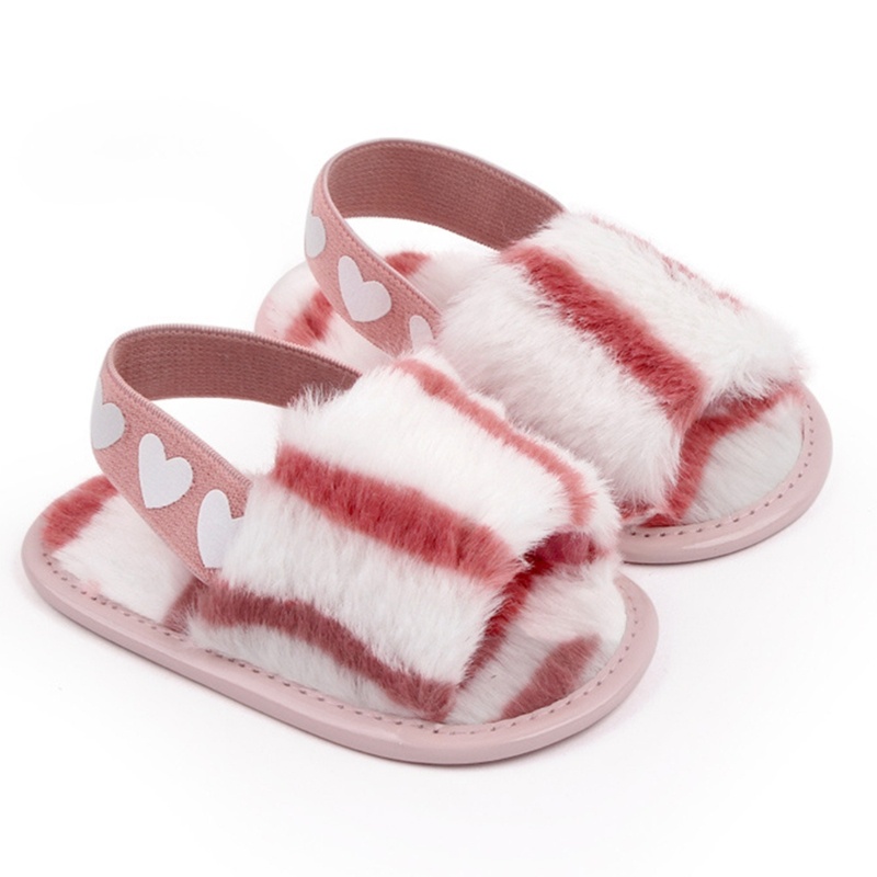 Xăng đan Đính Lông Giả Co Giãn Dành Cho Bé Gái 0-18 Tháng Tuổi