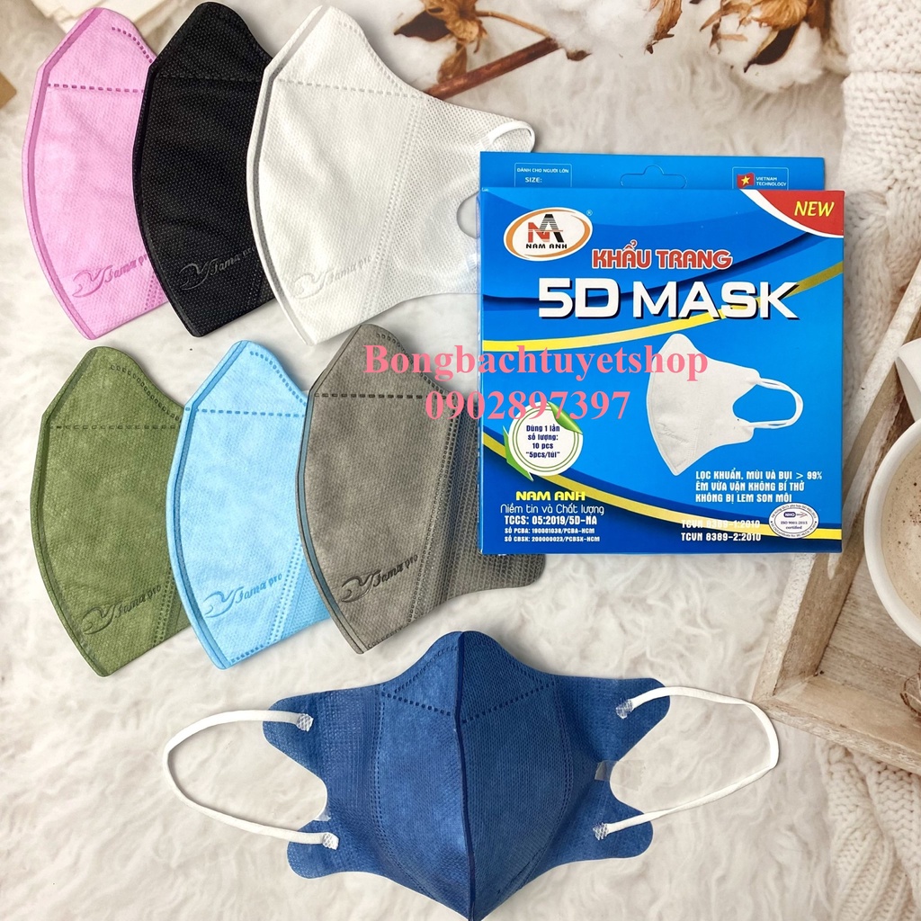 Khẩu trang 5D Famapro Nam Anh 10 cái/ hộp 3 lớp kháng khuẩn - Khẩu trang 3D mask Nam Anh