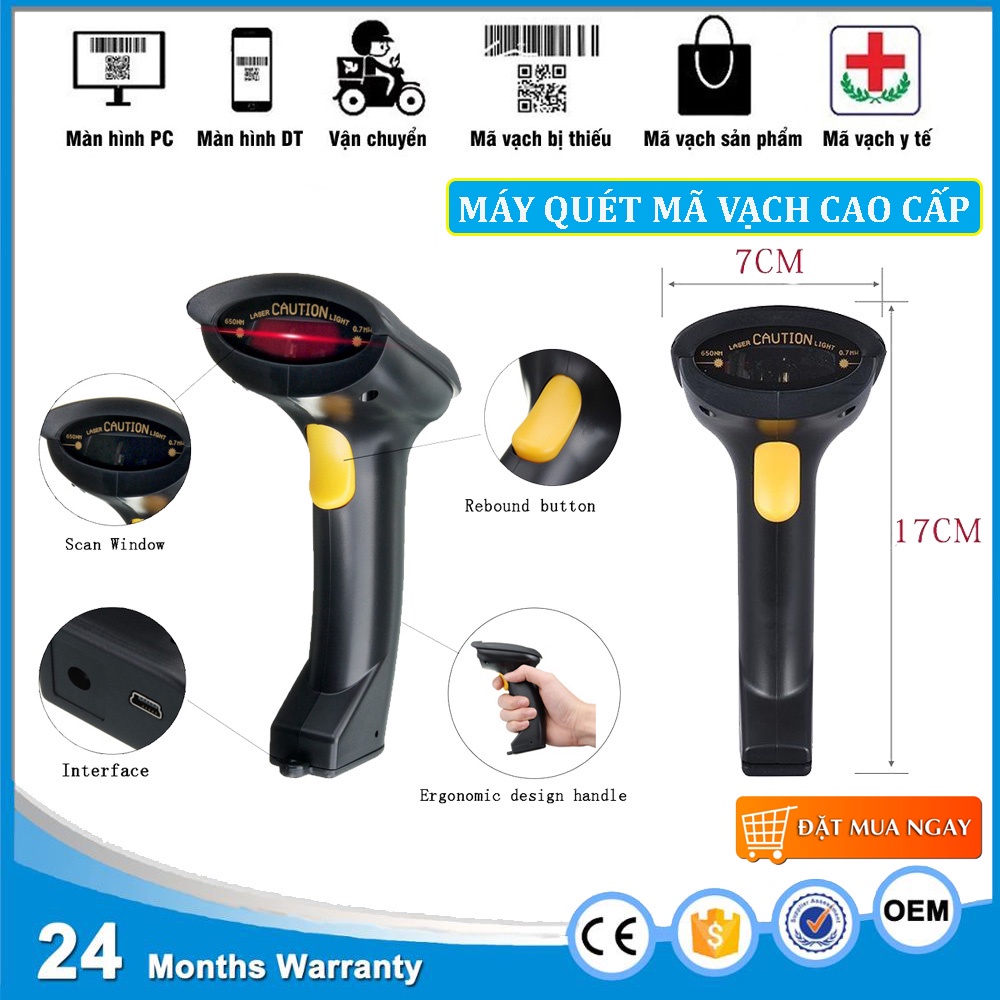 [ NEW ] Máy Quét Mã Vạch Không Dây Scan Cực Nhanh, Công Nghệ Laser Tiên Tiến Sale 50%, Bảo Hành 1 đổi 1 Toàn Quốc.