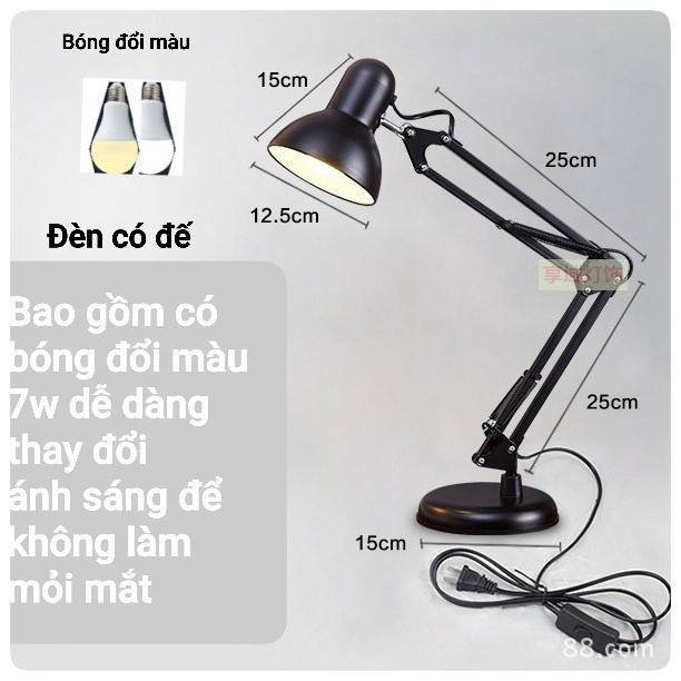 Đèn Học Kẹp Bàn Để Bàn PIXAR Tặng Kẹp, Bóng LED 9W - SENTAKU