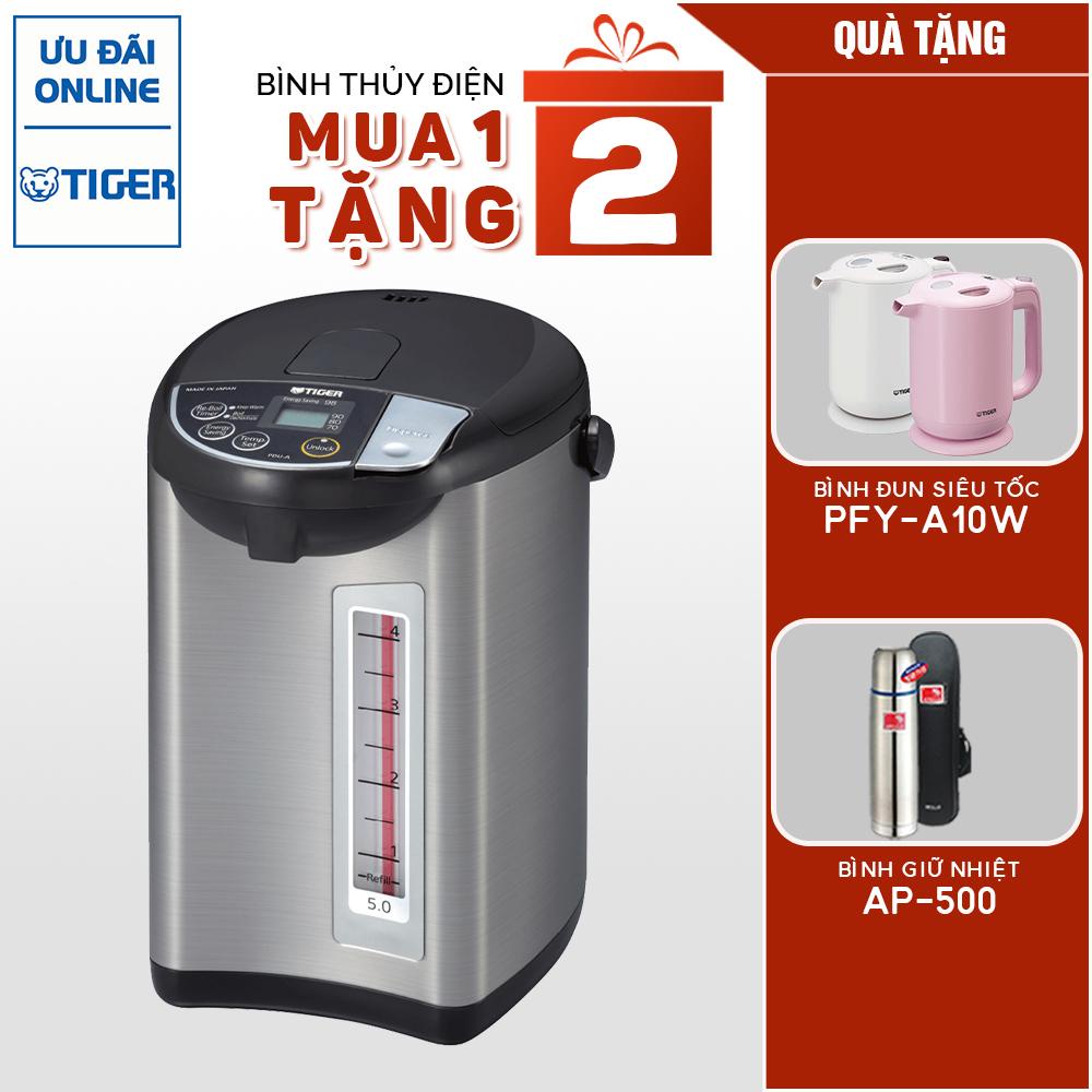 Bình thủy điện tử Tiger PDU-A50W (5.0L) -Tặng Bình giữ nhiệt Apollo AP-500 + Bình đun siêu tốc Tiger PFY-A10W