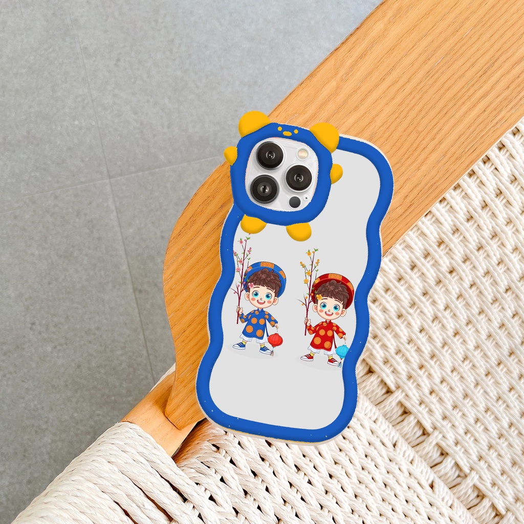 Ốp lưng iphone viền gấu sóng lượn bé du xuân đón tết 6/6plus6s/6splus7/7plus/8/8plusx/xr/xs/11/12/13/pro/max/plus/promax