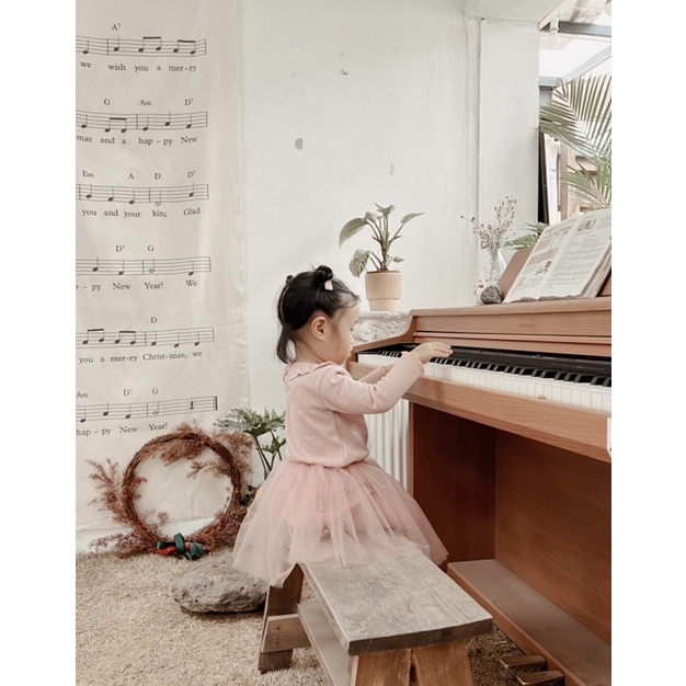 Áo thun nhún bèo bé gái P'ti chou